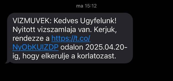 Adathalász SMS-ekben élnek vissza a Vízművek nevével