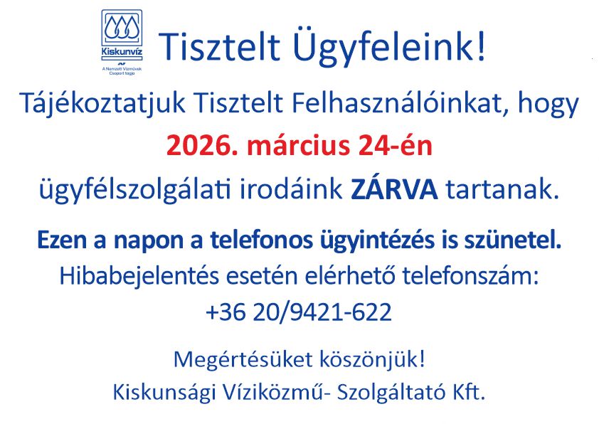 Nyitva tartás tájékoztató